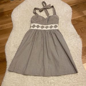 Democracy Seersucker Gray Halter Dress